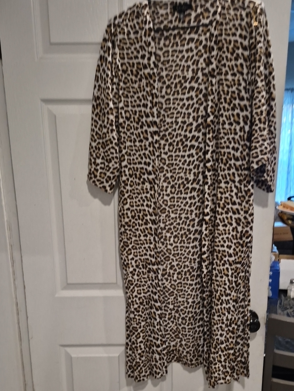 Jessica Simpson Leopard Print Duster Jacket - Tan & Black